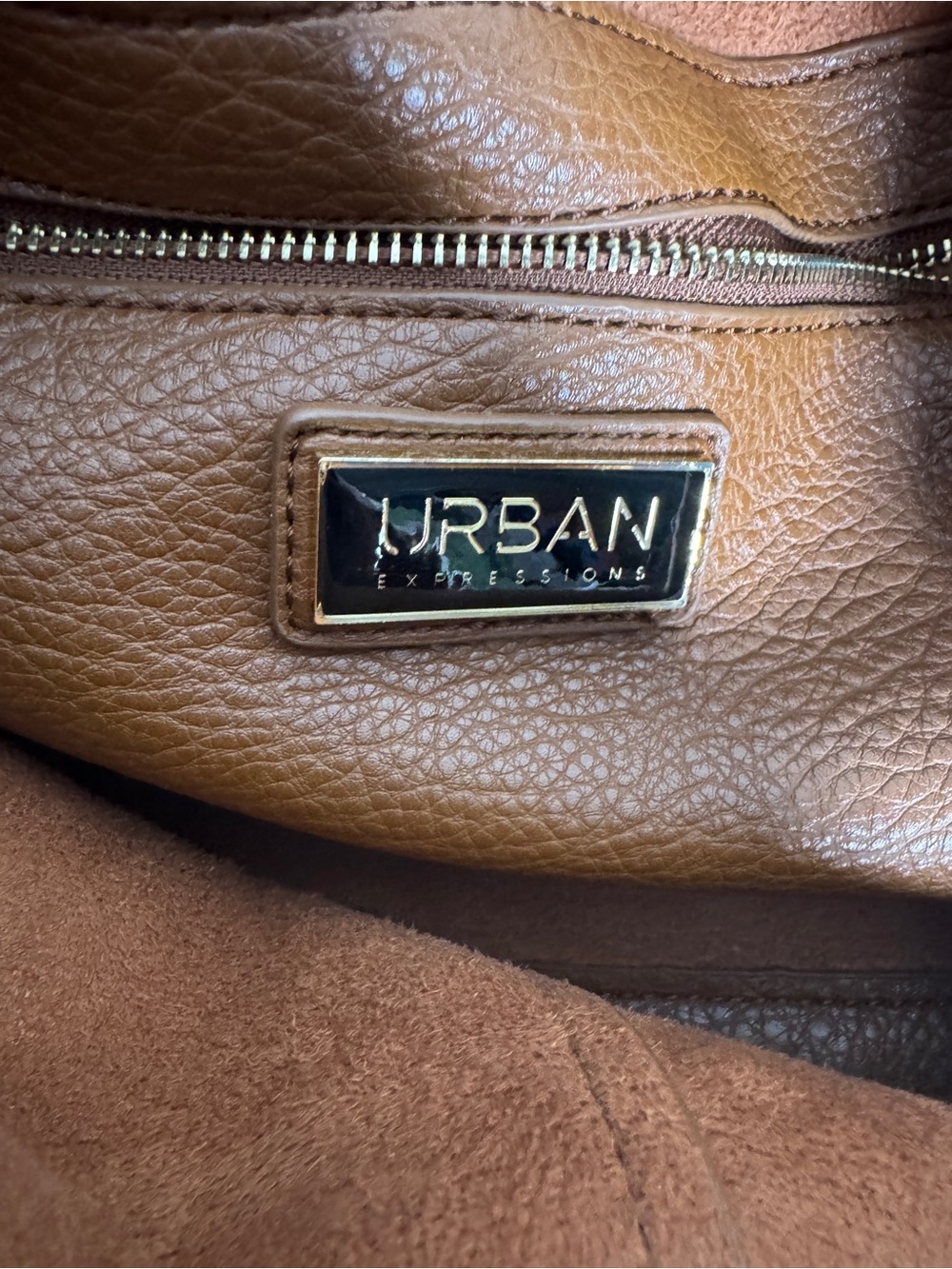 Urban Expressions Brown Large Faux Leather Braided-Handle Hobo Bag - Picture 3 of 6